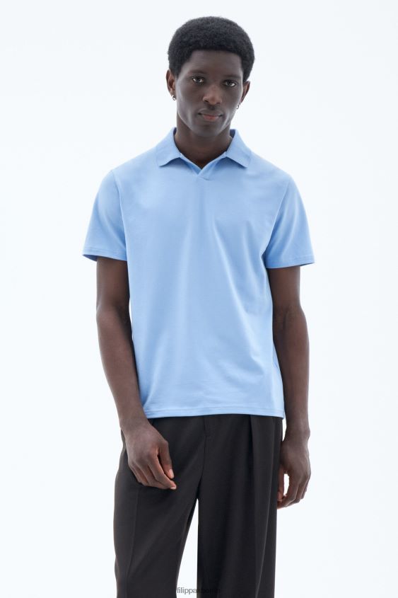 Filippa K L8HHT319 Bekleidung Türkis Männer Polo-T-Shirt aus Stretch-Baumwolle