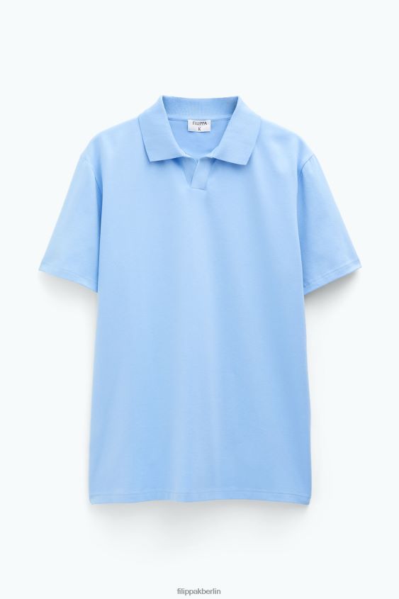 Filippa K L8HHT319 Bekleidung Türkis Männer Polo-T-Shirt aus Stretch-Baumwolle