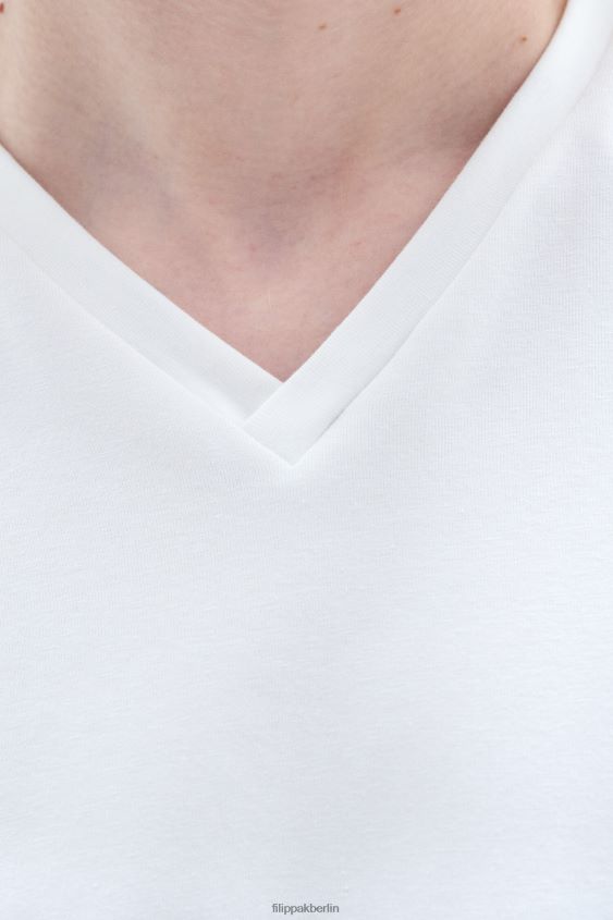 Filippa K L8HHT320 Bekleidung Weiß Männer Stretch-T-Shirt mit V-Ausschnitt