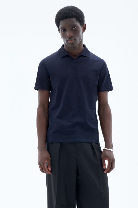 Filippa K L8HHT323 Bekleidung Marine Männer Polo-T-Shirt aus Stretch-Baumwolle