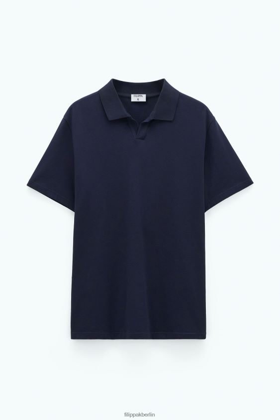 Filippa K L8HHT323 Bekleidung Marine Männer Polo-T-Shirt aus Stretch-Baumwolle