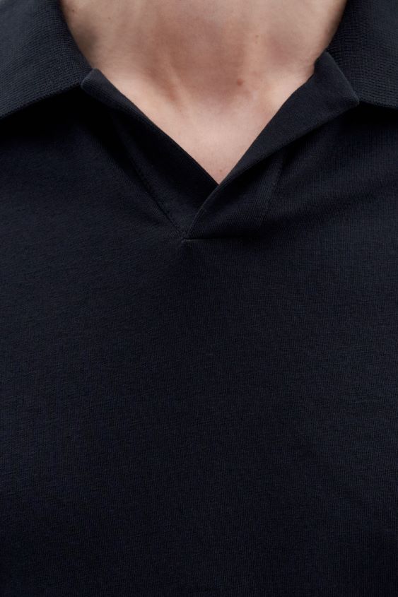 Filippa K L8HHT324 Bekleidung Schwarz Männer Polo-T-Shirt aus Stretch-Baumwolle