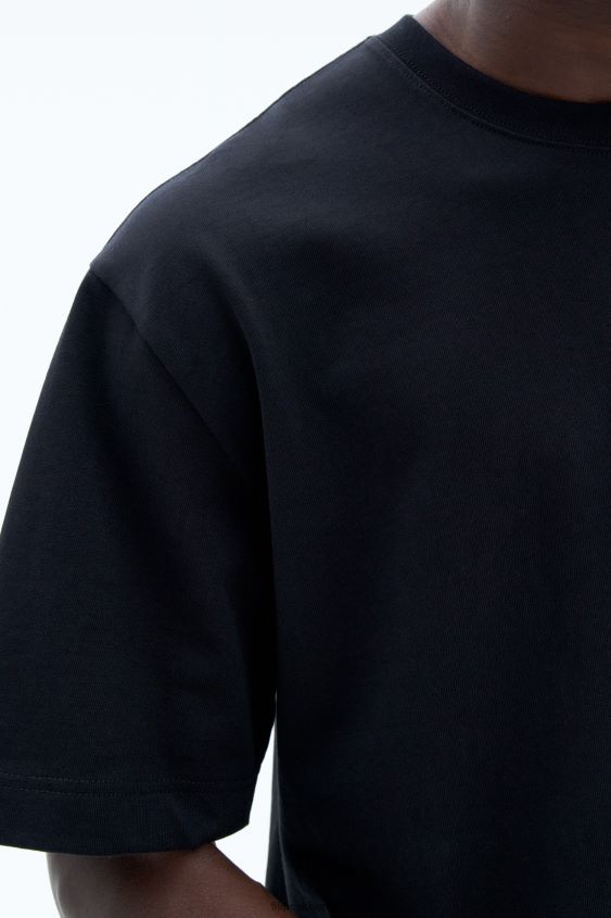 Filippa K L8HHT326 Bekleidung Schwarz Männer Schweres T-Shirt mit Rundhalsausschnitt