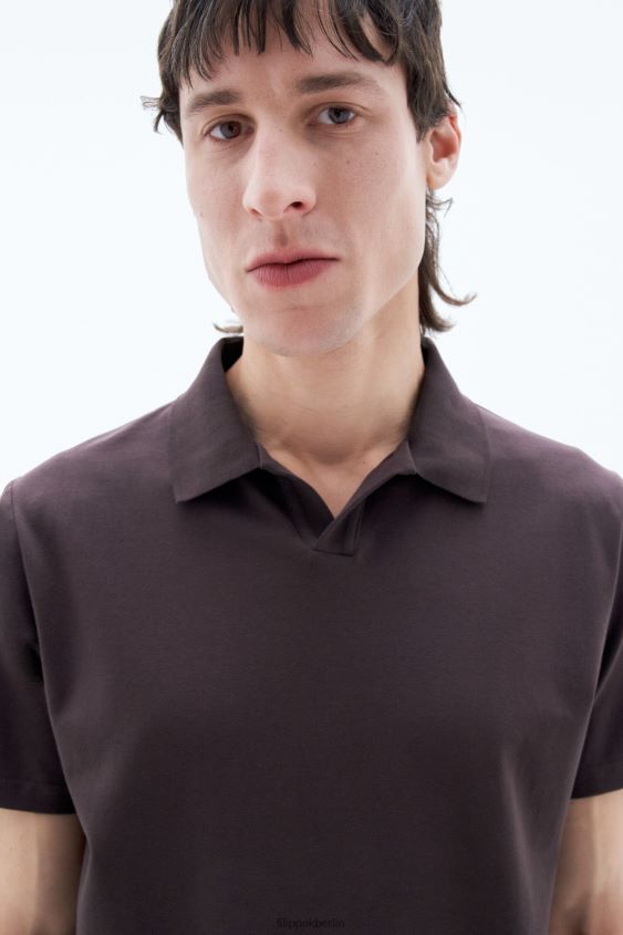 Filippa K L8HHT327 Bekleidung dunkle Schokolade Männer Polo-T-Shirt aus Stretch-Baumwolle