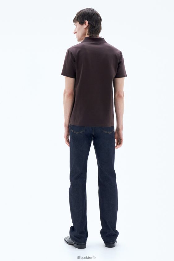 Filippa K L8HHT327 Bekleidung dunkle Schokolade Männer Polo-T-Shirt aus Stretch-Baumwolle