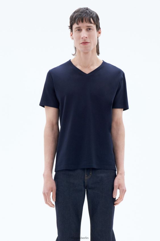 Filippa K L8HHT332 Bekleidung Marine Männer Stretch-T-Shirt mit V-Ausschnitt