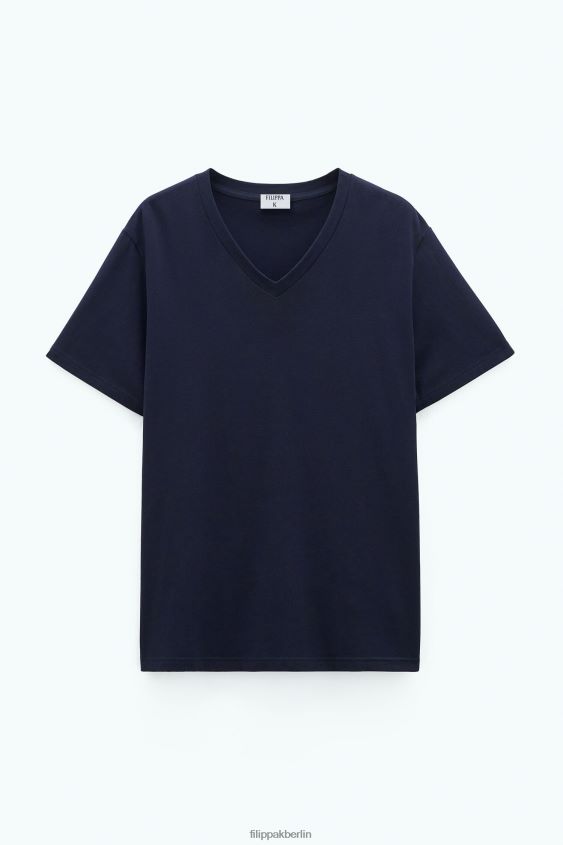 Filippa K L8HHT332 Bekleidung Marine Männer Stretch-T-Shirt mit V-Ausschnitt
