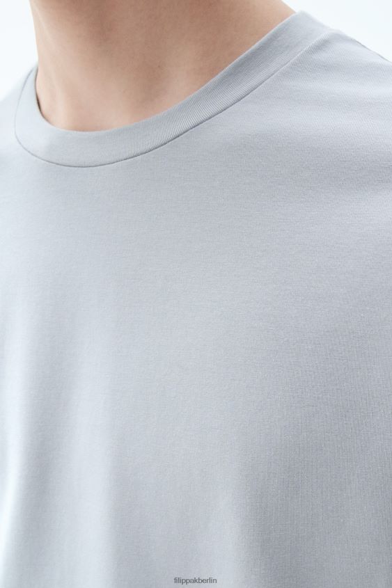 Filippa K L8HHT333 Bekleidung Federgrau Männer T-Shirt aus Stretch-Baumwolle