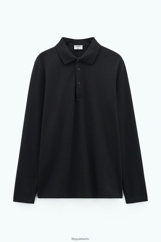 Filippa K L8HHT334 Bekleidung Schwarz Männer Luke Stretch-Poloshirt