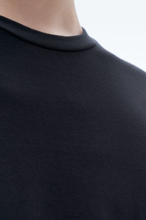 Filippa K L8HHT337 Bekleidung Schwarz Männer T-Shirt aus Stretch-Baumwolle