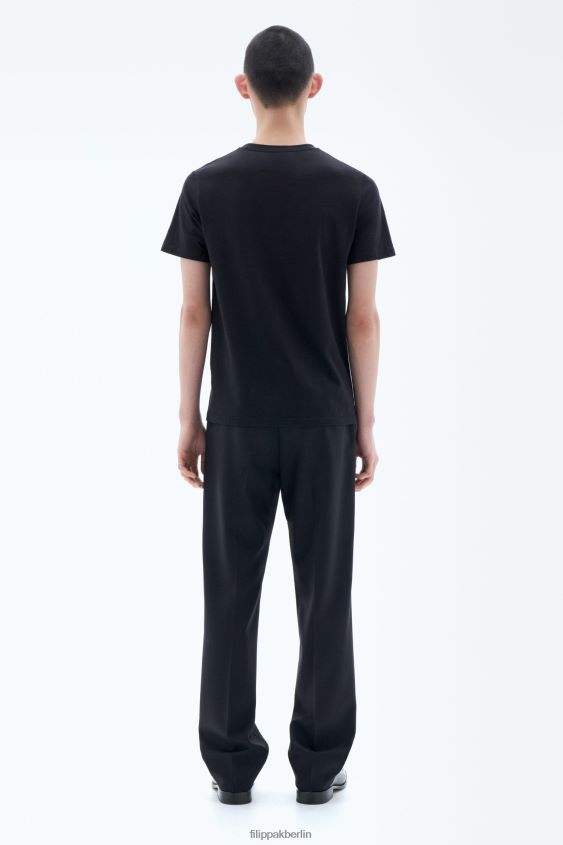 Filippa K L8HHT337 Bekleidung Schwarz Männer T-Shirt aus Stretch-Baumwolle