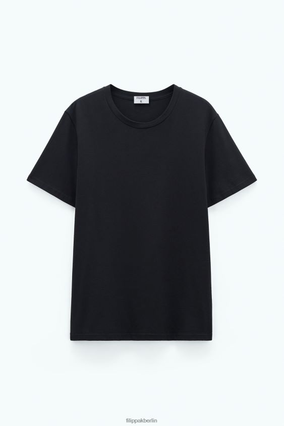 Filippa K L8HHT337 Bekleidung Schwarz Männer T-Shirt aus Stretch-Baumwolle
