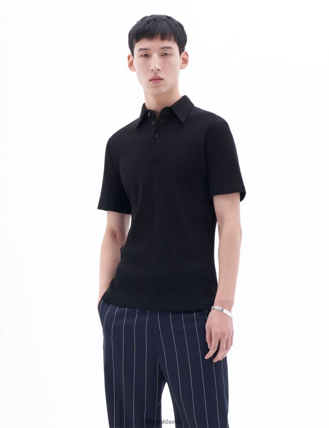 Filippa K L8HHT341 Bekleidung Schwarz Männer Ripp-Poloshirt