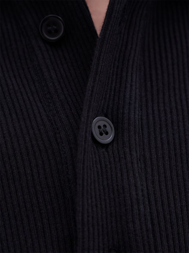 Filippa K L8HHT341 Bekleidung Schwarz Männer Ripp-Poloshirt