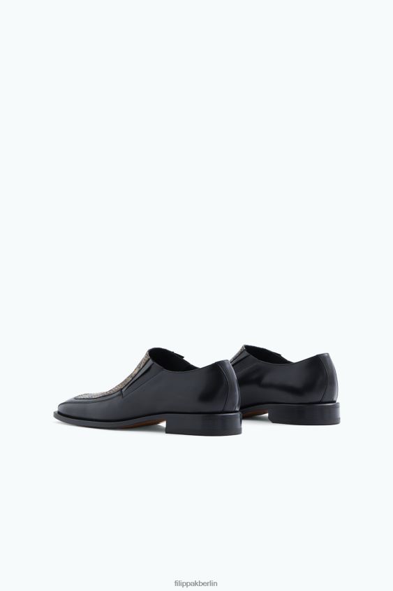 Filippa K L8HHT485 Schuhe schwarz/bedruckt Männer Loafer mit quadratischer Zehenpartie