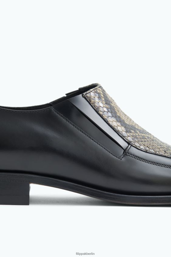 Filippa K L8HHT485 Schuhe schwarz/bedruckt Männer Loafer mit quadratischer Zehenpartie