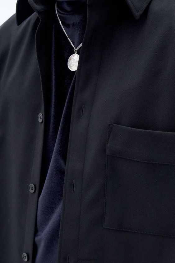 Filippa K L8HHT192 Bekleidung Schwarz unisex Hemd aus Wolltwill