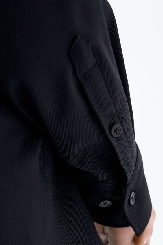 Filippa K L8HHT192 Bekleidung Schwarz unisex Hemd aus Wolltwill