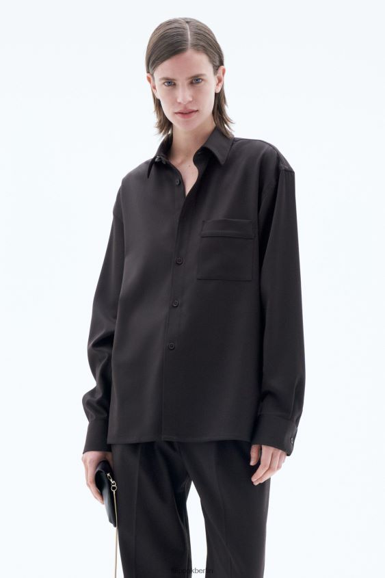 Filippa K L8HHT201 Bekleidung dunkelbraun unisex Hemd aus Wolltwill