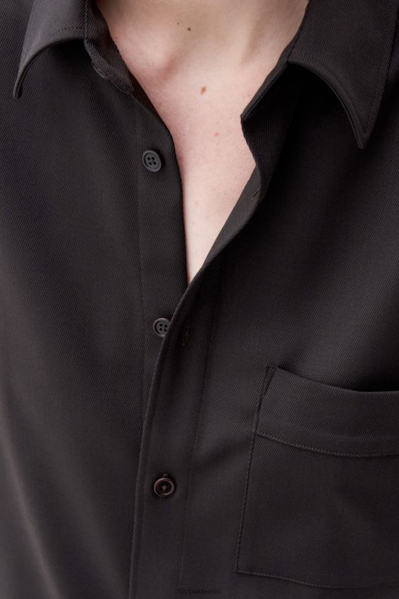 Filippa K L8HHT201 Bekleidung dunkelbraun unisex Hemd aus Wolltwill