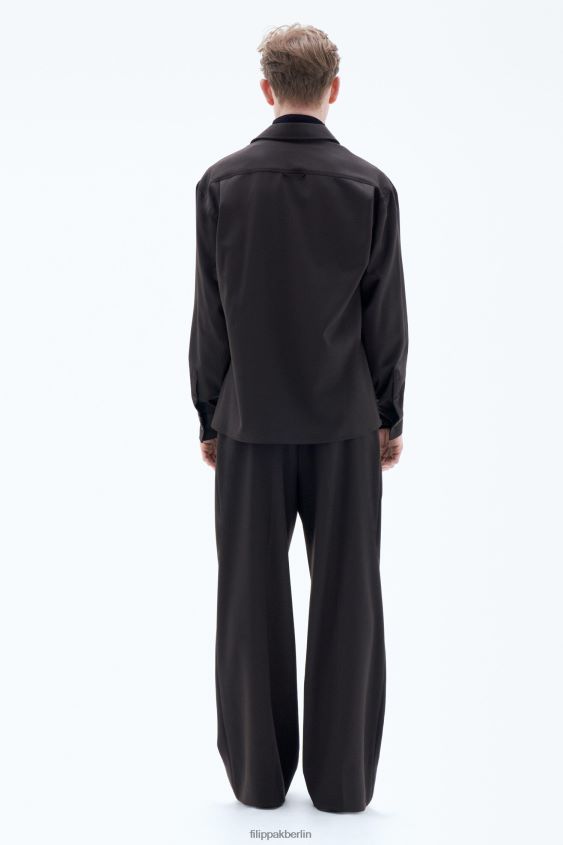 Filippa K L8HHT201 Bekleidung dunkelbraun unisex Hemd aus Wolltwill