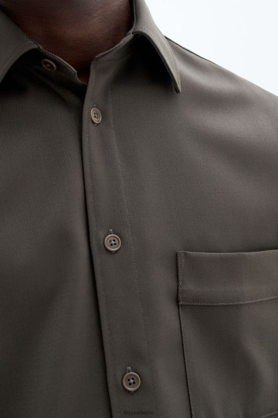Filippa K L8HHT202 Bekleidung dunkles Waldgrün unisex Hemd aus Wolltwill