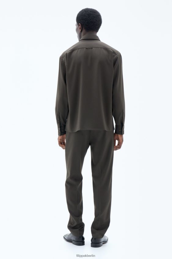 Filippa K L8HHT202 Bekleidung dunkles Waldgrün unisex Hemd aus Wolltwill
