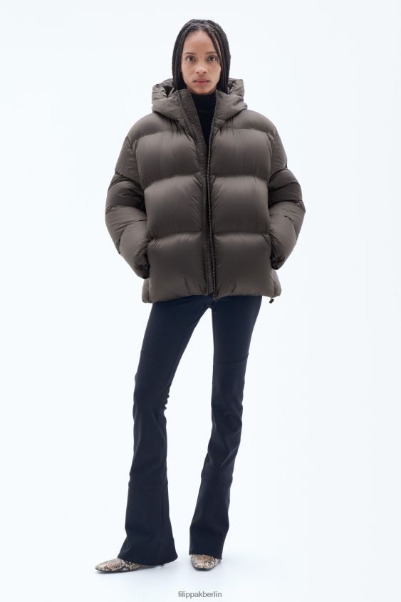 Filippa K L8HHT20 Bekleidung dunkle Schokolade unisex Pufferjacke mit Kapuze