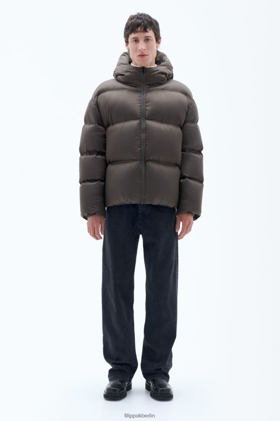 Filippa K L8HHT20 Bekleidung dunkle Schokolade unisex Pufferjacke mit Kapuze