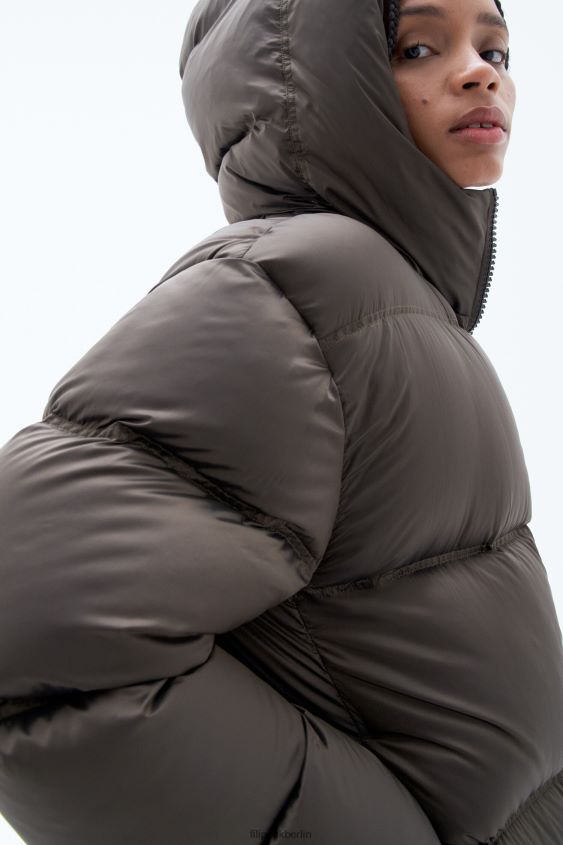 Filippa K L8HHT20 Bekleidung dunkle Schokolade unisex Pufferjacke mit Kapuze