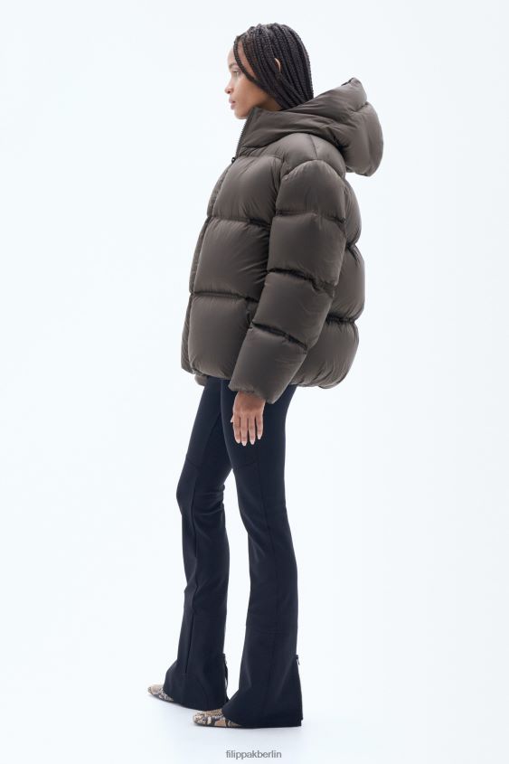 Filippa K L8HHT20 Bekleidung dunkle Schokolade unisex Pufferjacke mit Kapuze