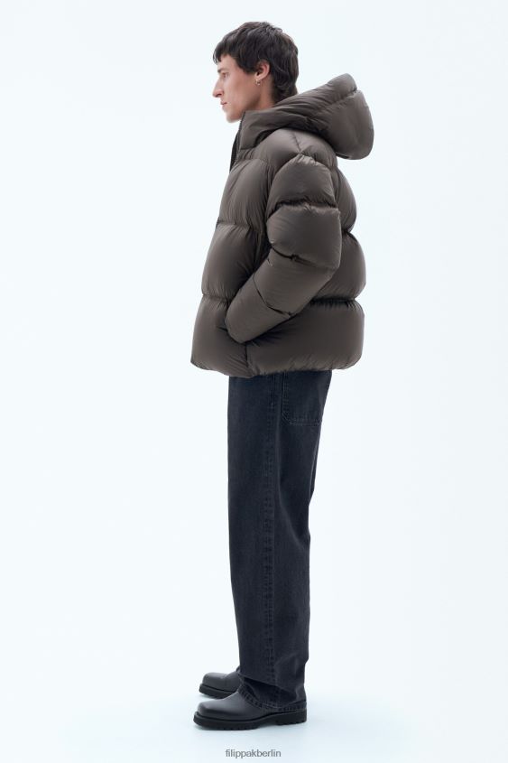 Filippa K L8HHT20 Bekleidung dunkle Schokolade unisex Pufferjacke mit Kapuze