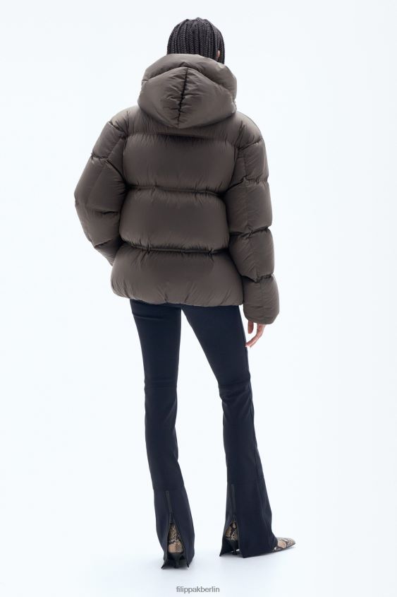 Filippa K L8HHT20 Bekleidung dunkle Schokolade unisex Pufferjacke mit Kapuze