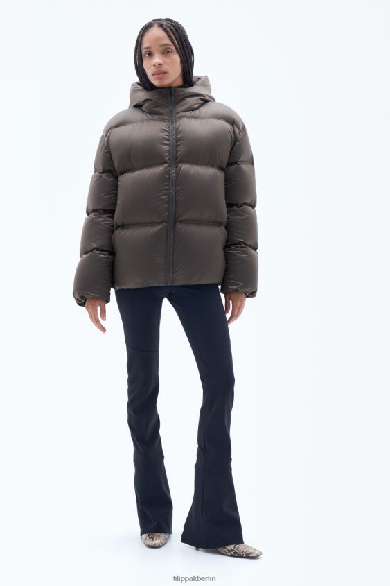 Filippa K L8HHT20 Bekleidung dunkle Schokolade unisex Pufferjacke mit Kapuze