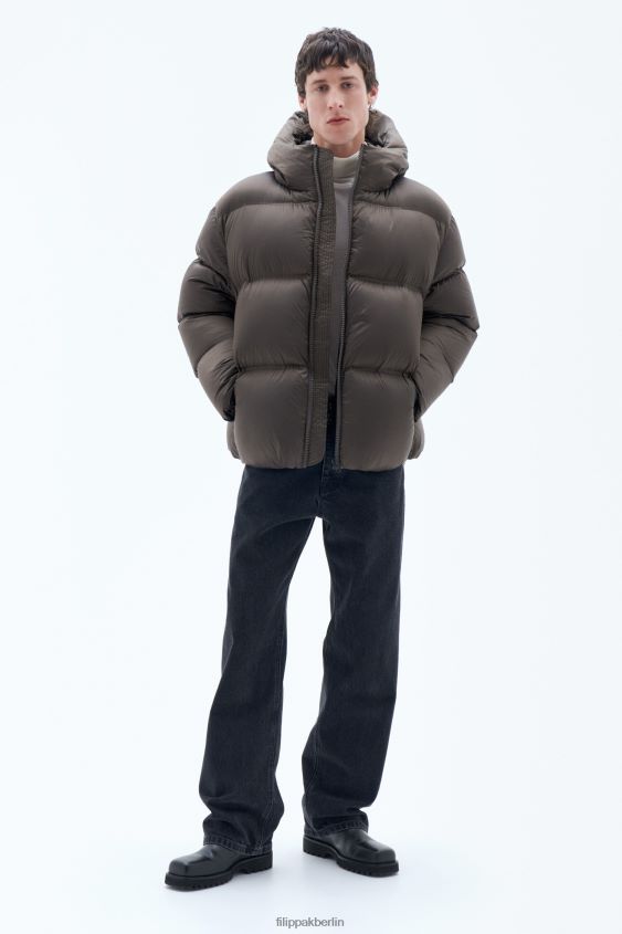 Filippa K L8HHT20 Bekleidung dunkle Schokolade unisex Pufferjacke mit Kapuze