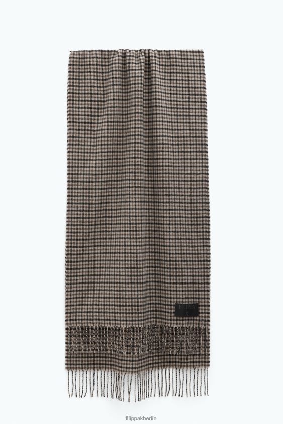 Filippa K L8HHT415 Zubehörteil dunkelbraunes Karo unisex Schal aus Wolle mit Karomuster