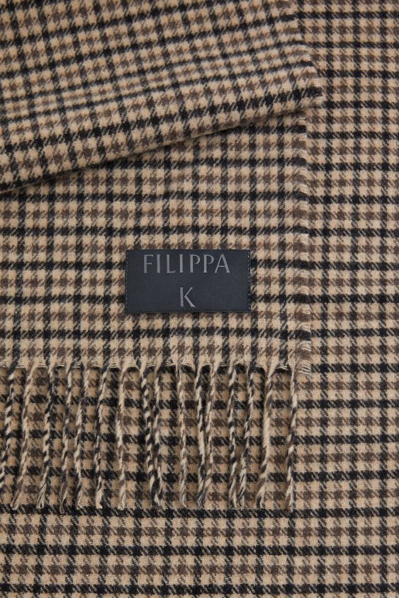 Filippa K L8HHT415 Zubehörteil dunkelbraunes Karo unisex Schal aus Wolle mit Karomuster