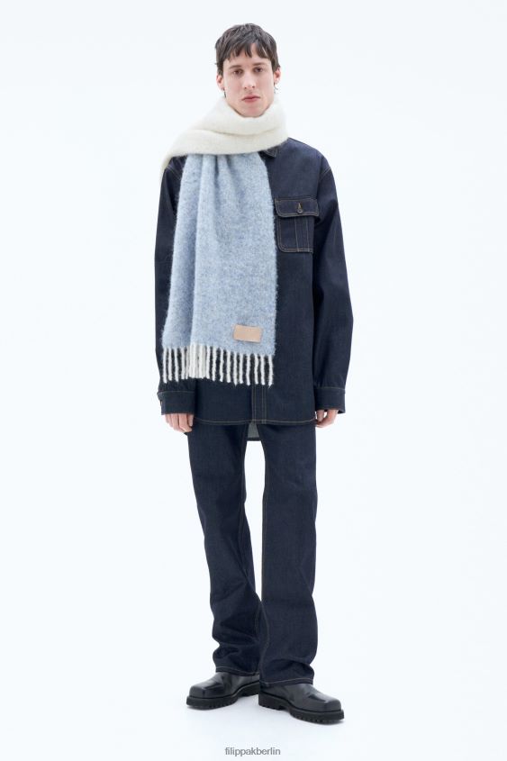 Filippa K L8HHT416 Zubehörteil Eisblau/Offwhite unisex Schal mit Bouclé-Farbblock