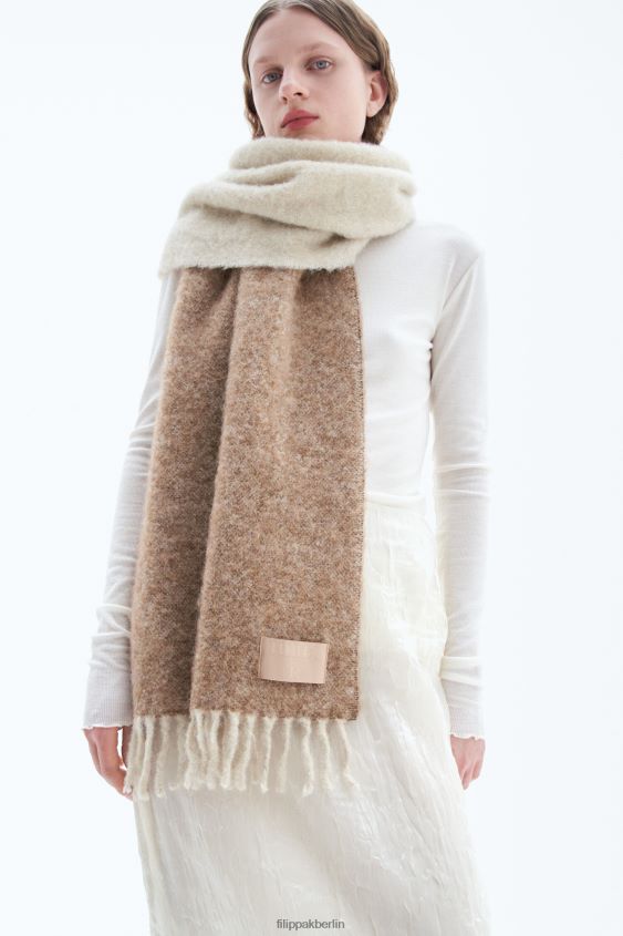 Filippa K L8HHT417 Zubehörteil Beige unisex Schal mit Bouclé-Farbblock