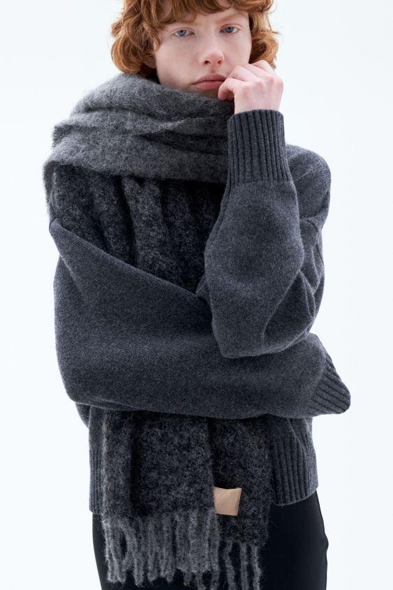 Filippa K L8HHT418 Zubehörteil grau unisex Schal mit Bouclé-Farbblock